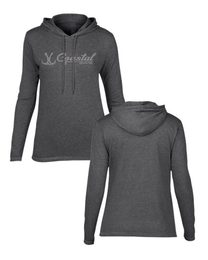 men's coastal branded long sleeve fishing or hunting hooded shirt