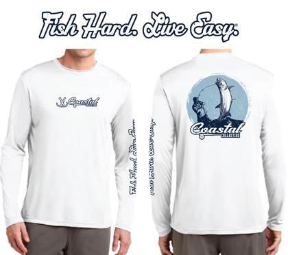 Tarpon themed long sleeve dri fit fishing shirt