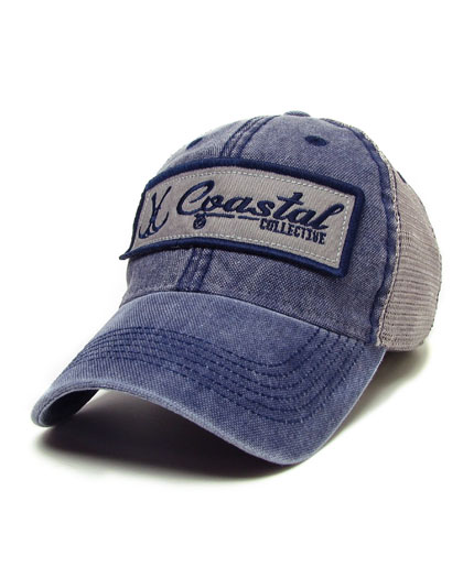 Navy and Grey trucker style patch hat.
